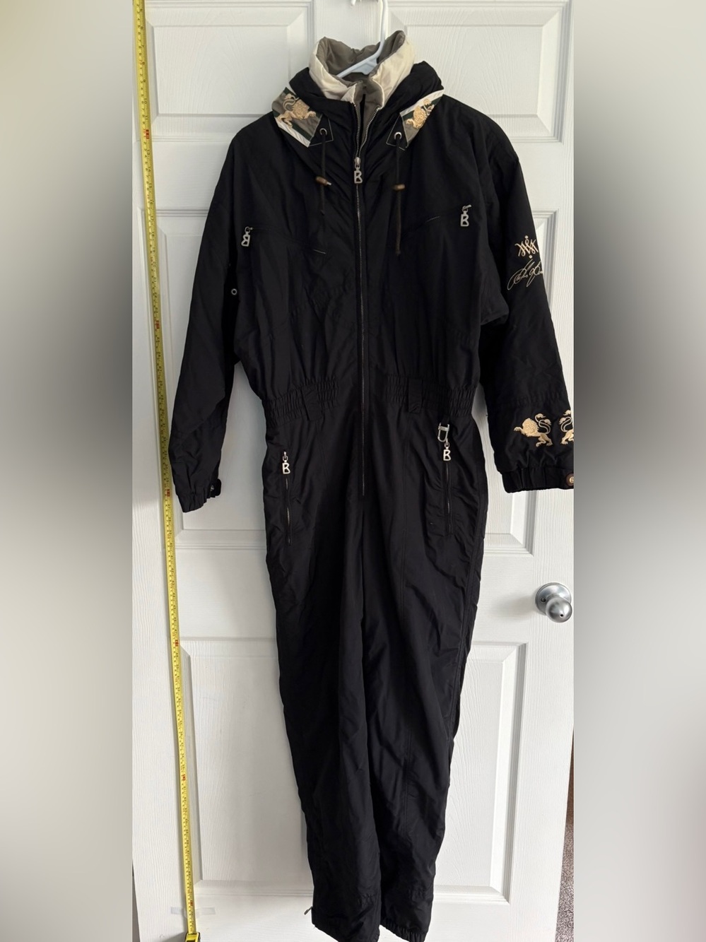 Bogner Black Ski One-Piece Jumpsuit with Cream Trim